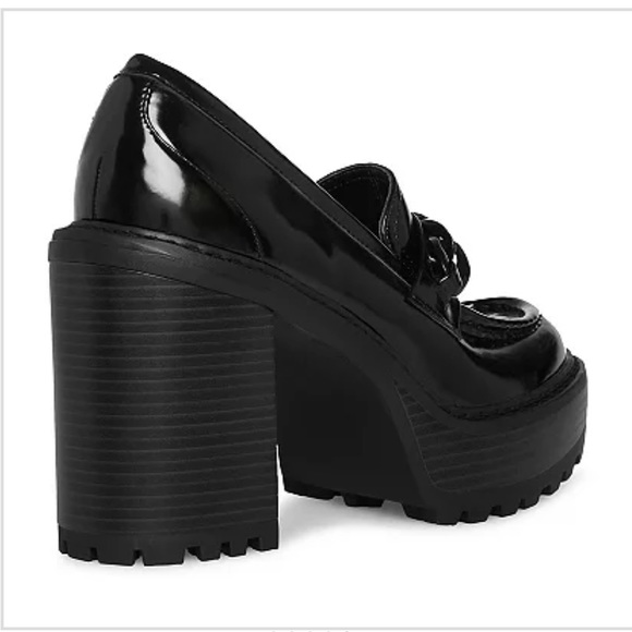 Madden Girl Black Kassidy Platform Loafer Chain Womens Sz 8.5 - Picture 2 of 3